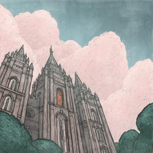 Digital Illustration of the LDS Salt Lake Temple in Utah